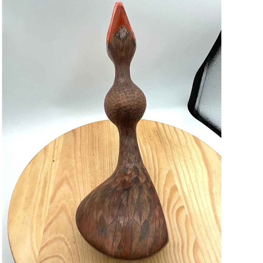 Vtg Golf Club Head Bird Sculpture Folk Art Signed Wood Whimsical Golf Gift OOAK